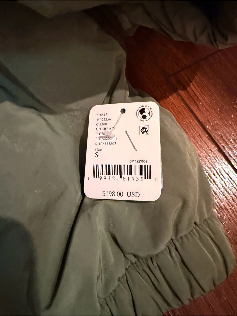 FP Movement by Free People Olive Quilted Bomber with black & White Stripe Trim